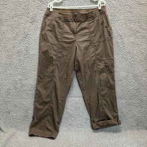Chicos Pants Womens 2 US Large Brown Cargo Ankle Tab‎ Outdoors Hiking Gorpcore